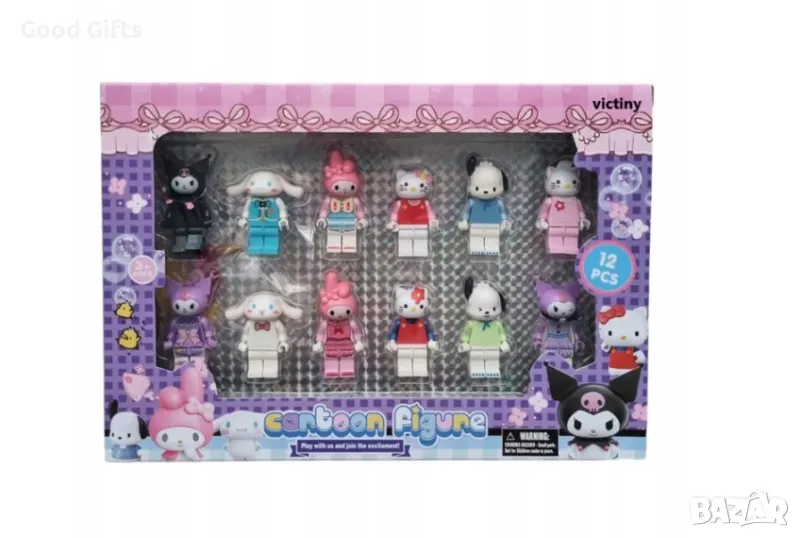 Комплект 12 броя Фигурки Hello Kitty Kuromy Melodi Фигурки Кити тип Лего, снимка 1