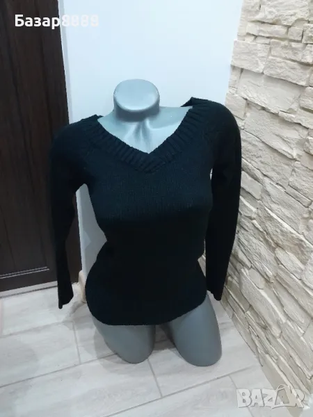 Дамски черен пуловер, снимка 1