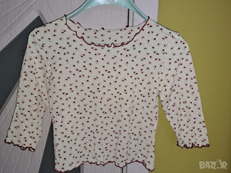 Къса дамска блуза със среден ръкав уникат XS - S, снимка 1