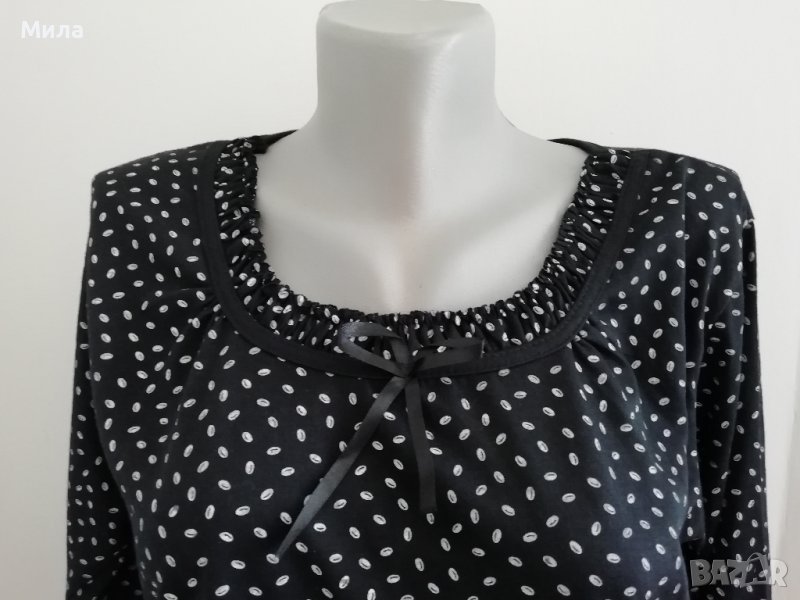 Нова черна блуза на бели точки размер XL, снимка 1