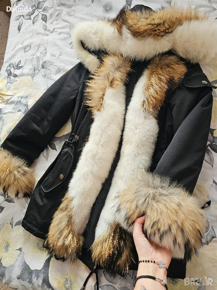 Дамска парка с естествен косъм, снимка 1