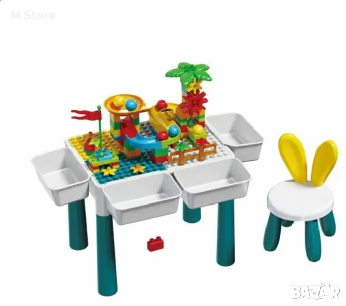 Образователната маса с тухли и столче, снимка 1