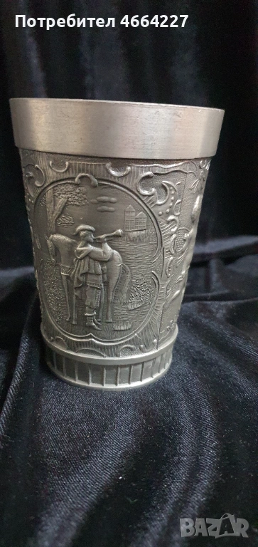 Уникална старинна немска чаша от калай,серия "Lindenwirtin", снимка 1