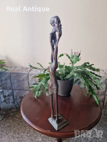 Страхотна голяма антикварна колекционерска бронзова фигура пластика статуетка , снимка 9 - Статуетки - 50521234
