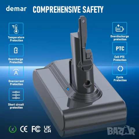 6,5 Ah резервна батерия за прахосмукачка Dyson V7, 6500mAh Li-ion батерия с филтър, снимка 3 - Други стоки за дома - 49275638