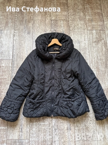 Черно зимно ново кукленско кокетно елегантно шушляково яке баклавички широка шал яка Л/ХЛ , снимка 4 - Якета - 52626156