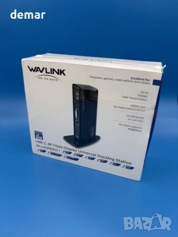 Докинг станция WAVLINK DisplayLink 13-в-1 USB-C, 4K HDMI, 2K HDMI, DVI, снимка 8 - Кабели и адаптери - 53373736