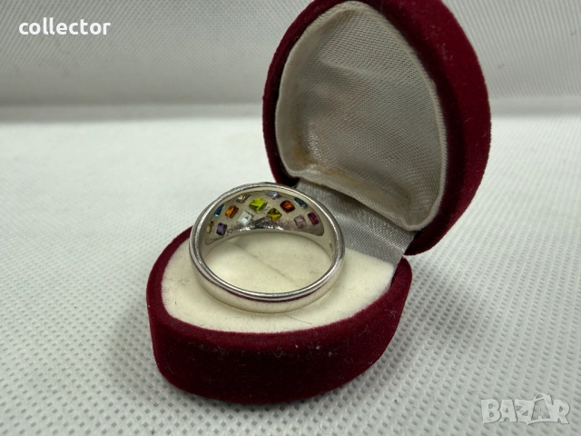 Сребърен пръстен с полускъпоценни камъни. №7765, снимка 10 - Пръстени - 52827876