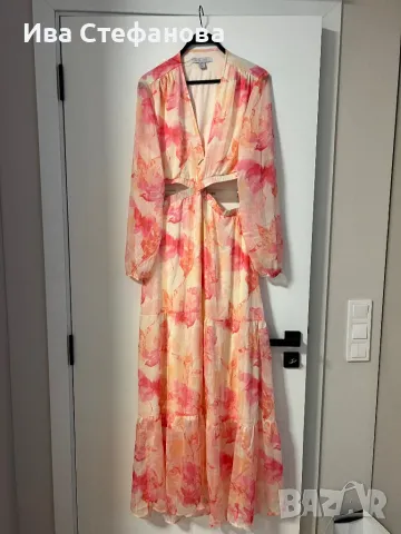 Нова разкошна дълга феерична елегантна женствена рязана в талията рокля флорален принт, снимка 3 - Рокли - 49577143