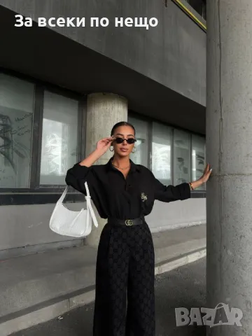 Дамски комплект с риза с бродирано лого Gucci - 3 налични цвята Код A126, снимка 10 - Комплекти - 47489298