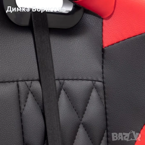 Ергономичен геймърски стол с функция за масаж и подложка за крака - червен, снимка 5 - Столове - 53244624