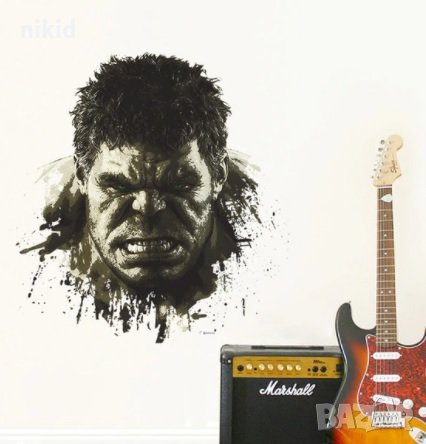 3d глава Хълк Hulk стикер за стена лепенка самозалепващ за детска стая и мебел