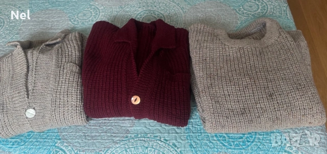 Вълнено ръчно плетен пуловер и жилетки