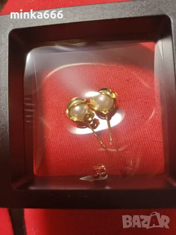 Позлатени обеци с перли., снимка 1