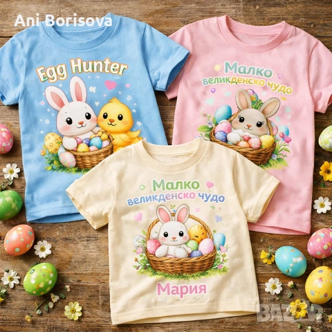 Великденски детски тениски с име | Персонализиран подарък 2026, снимка 6 - Други - 54148126