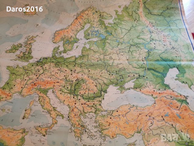 Стара учебна карта на Европа полезни изкопаеми , снимка 11 - Антикварни и старинни предмети - 39975699