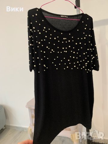 Асиметрична блуза с перли размер L/XL, снимка 5 - Блузи с дълъг ръкав и пуловери - 44259799