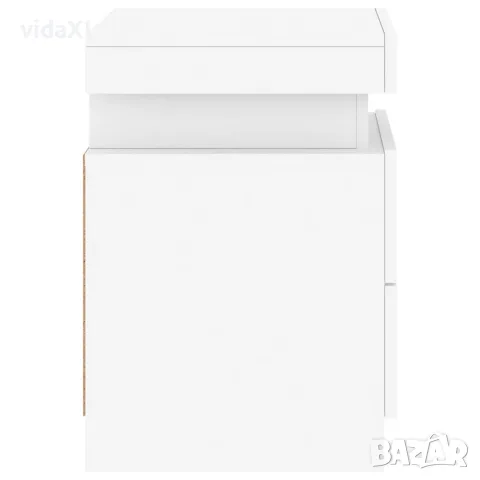 vidaXL Нощно шкафче с LED осветление, бяло, 35x39x55 см, снимка 9 - Шкафове - 56148133