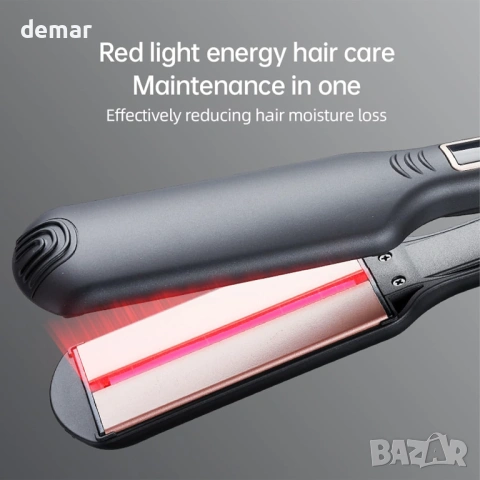 2-в-1 преса за коса и маша с инфрачервена защита, PTC керамични нагревателни плочи, снимка 3 - Преси за коса - 53900783