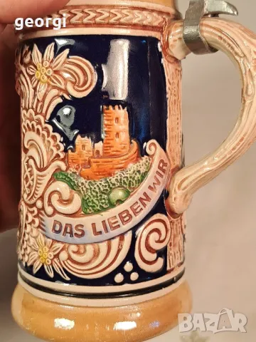 немска колекционерска халба с калаен капак 25/4, снимка 10 - Колекции - 50235458