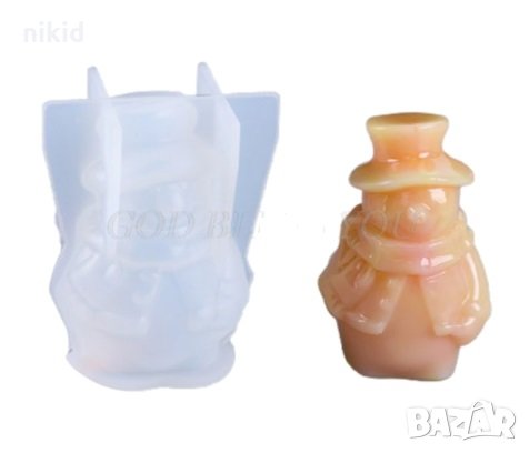 3d снежен човек силиконов молд декорация украса фондан торта шоколад гипс смола  свещ, снимка 2 - Форми - 33782184