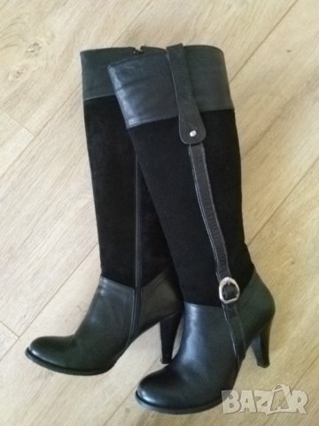 Стилни дамски ботуши от естествена кожа и велур
