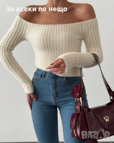 Black Weekend💯✅🖤Дамска Къса Блуза С Паднали Ръкави Код A1186