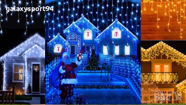 LED Топло бяла Светеща завеса 12метра х 60см с Флаш Ефект тип Висулка, снимка 2 - Лед осветление - 51645671