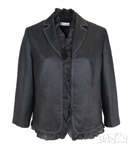 XXL Черно ленено сако с къдрички Garry Weber, снимка 2 - Сака - 31977510