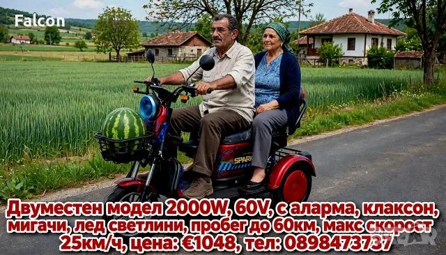 Електрическа триколка Pudding max 2000W двуместен модел 