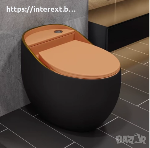 Дизайнерски яйцевиден моноблок – черен мат с оранжев капак | Луксозен модел