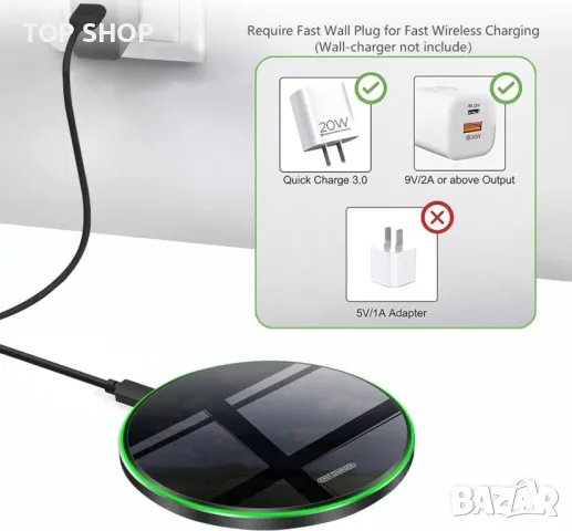 Бързо безжично зарядно устройство,20 W, за  iPhone,AirPods,Samsung Galaxy, снимка 3 - Безжични зарядни - 48644985