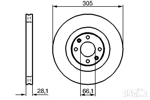 Диск спирачен преден дeсен/ляв за PEUGEOT 406 2.2D/3.0 03.97-12.04г.№ P1273V, снимка 3 - Части - 50726819
