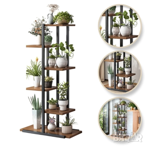 Нов Цветарник различни цветове черна/ бяла метална рамка, 6 етажерки, снимка 7 - Етажерки - 52083954