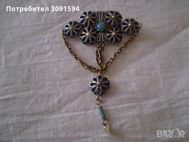 УНИКАЛНА АНТИЧНА БРОШКА С СИН КАМЪК, снимка 10 - Други ценни предмети - 33742587