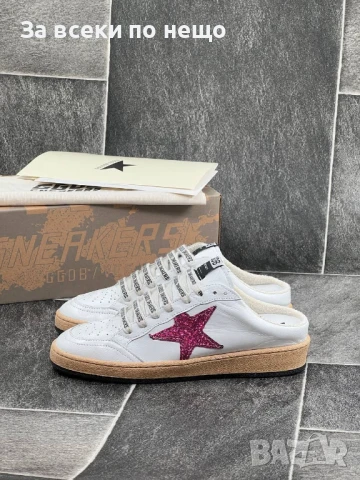 Golden Goose Дамски Бели Маратонки С Цикламена Звезда Естествена кожа👟Дамски Спортни Обувки КодE646