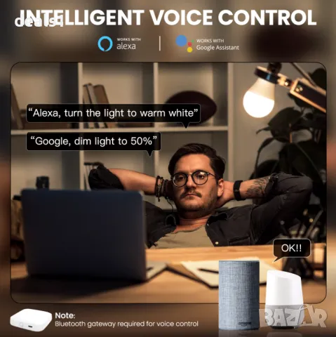 MOES Интелигентна Bluetooth LED Крушка с Регулируема Светлина 9W E27 Регулируем Цвят , снимка 6 - Лед осветление - 47704774