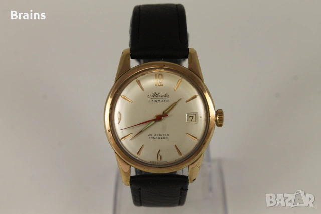 1950's ATLANTIC Automatic Позлатен Швейцарски Ръчен Часовник, снимка 2 - Мъжки - 54079774