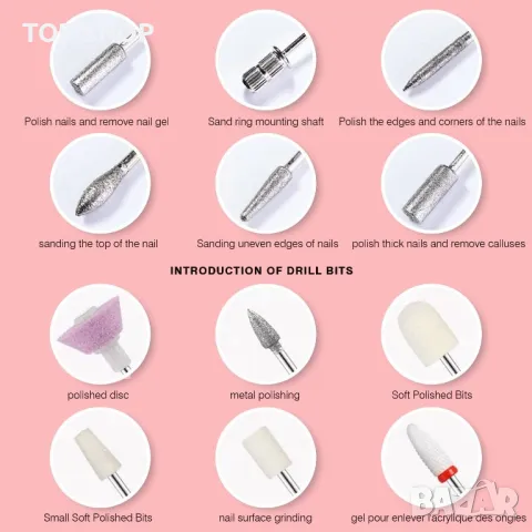 WakeDream 12 в 1 електрическа пила за нокти,скоростта (0-20 000 rpm)., снимка 2 - Електрически пили за пети - 49157936