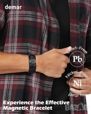 Jeracol Magnetic Bracelet за мъже – магнитна гривна от титанова стомана, 3 реда магнити, сгъваем, снимка 6 - Гривни - 55849731