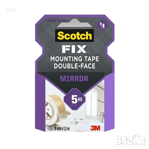 Двойнолепящо тиксо 3M Scotch FIX 19мм х 1.5м до 5кг