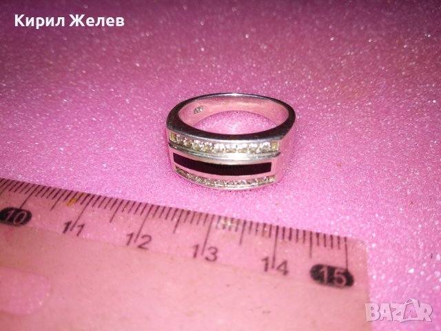 ПРЕКРАСЕН СКЪПОЦЕНЕН СРЕБЪРЕН ПРЪСТЕН РОДИРАНО СРЕБРО 925 с ЧЕРЕН ОНИКС и ИСКРЯЩИ ЦИРКОНИ 43361, снимка 16 - Пръстени - 44392509