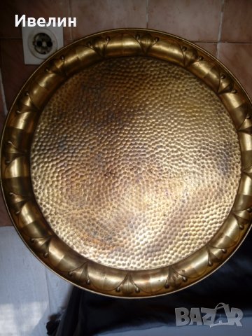стара медна /месингова/ тава,поднос, снимка 4 - Антикварни и старинни предмети - 32106625