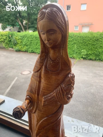 	Антикварна фигура Дева Мария, дърво, снимка 2 - Антикварни и старинни предмети - 51233585