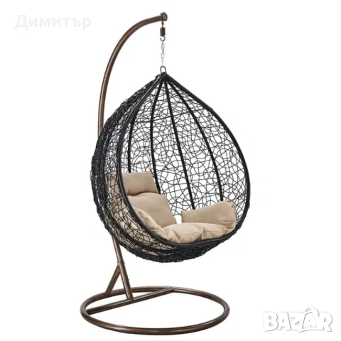 Висящ Ратанов стол - Градинска Водоустойчива Люлка Comfort до 200кг, снимка 2 - Други - 54264805