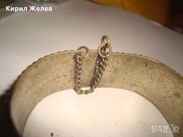 СТАРА БРОНЗОВА ВЪЗРОЖДЕНСКА ГРИВНА с ЩИФТ и СИНЯ КЕРАМИКА ОРНАМЕНТИРАНА 9839, снимка 9 - Антикварни и старинни предмети - 31720572