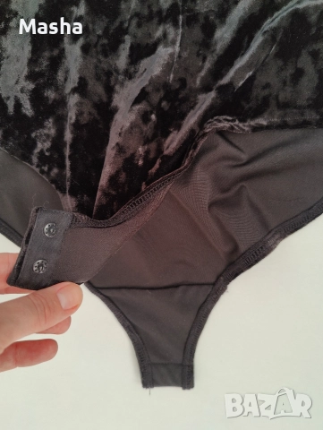 черно кадифено вечерно боди S, снимка 3 - Корсети, бюстиета, топове - 52698996