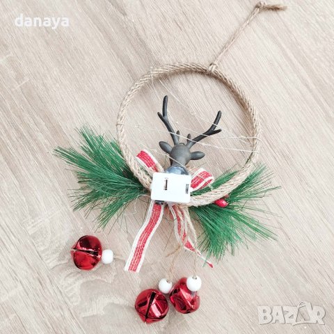 4162 Светеща коледна украса Елен със звънчета, снимка 4 - Декорация за дома - 42593678