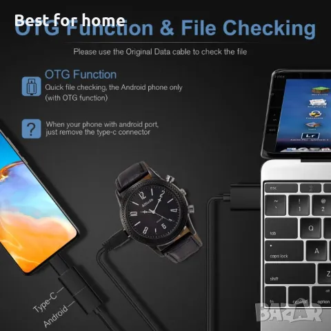 Шпионски часовник - камера Menborn с черна кожена каишка, снимка 6 - Камери - 49267909