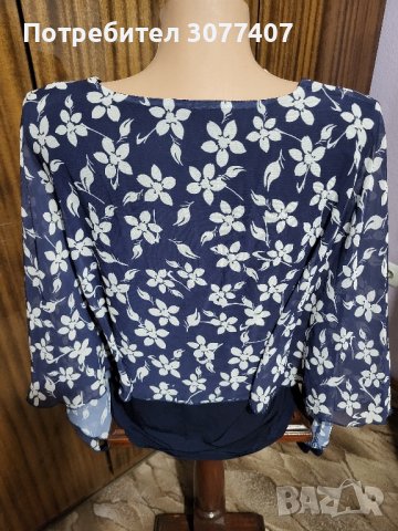 Дамска блуза от шифон на цветя, снимка 7 - Блузи с дълъг ръкав и пуловери - 42385884